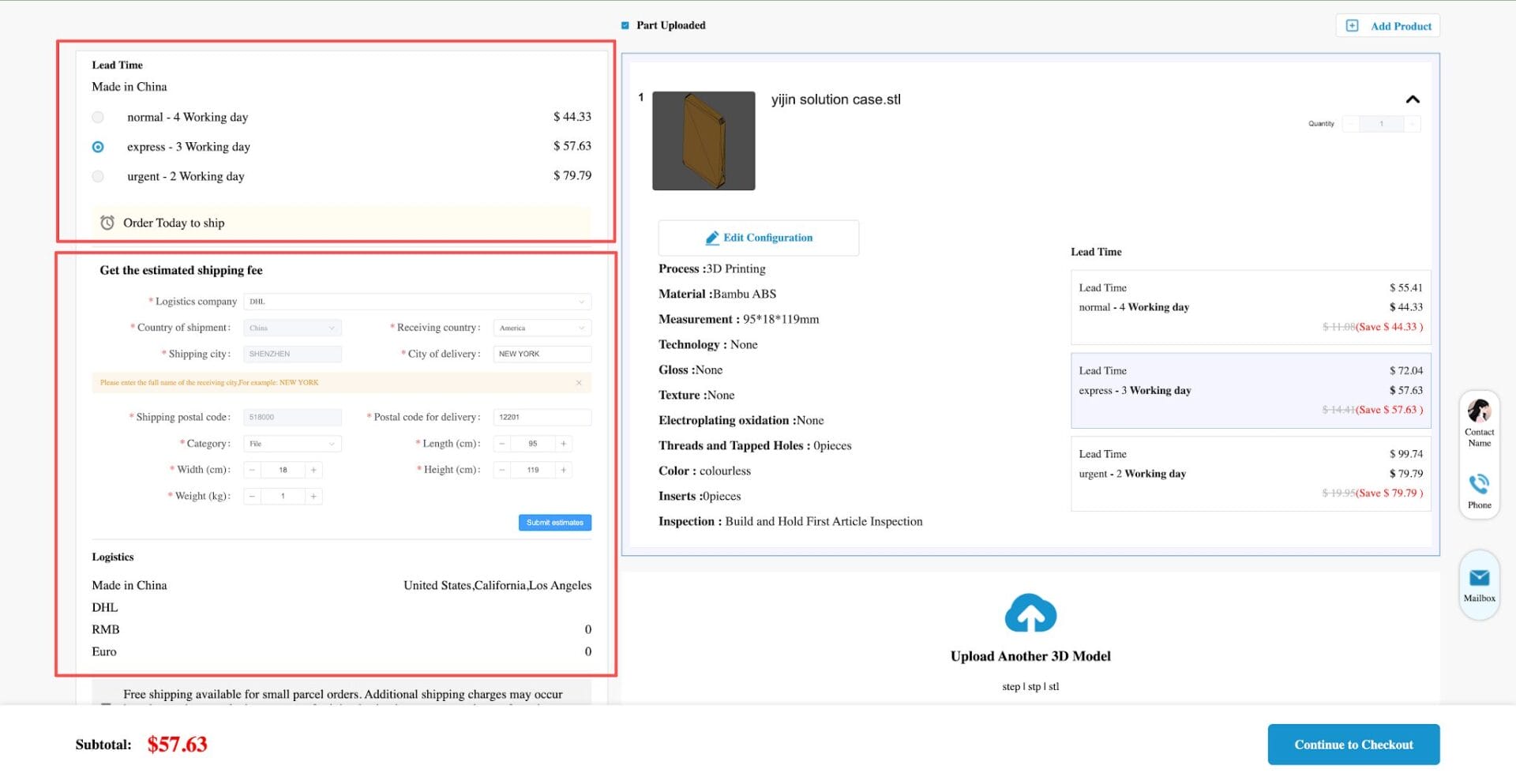 estimate the shipping cost