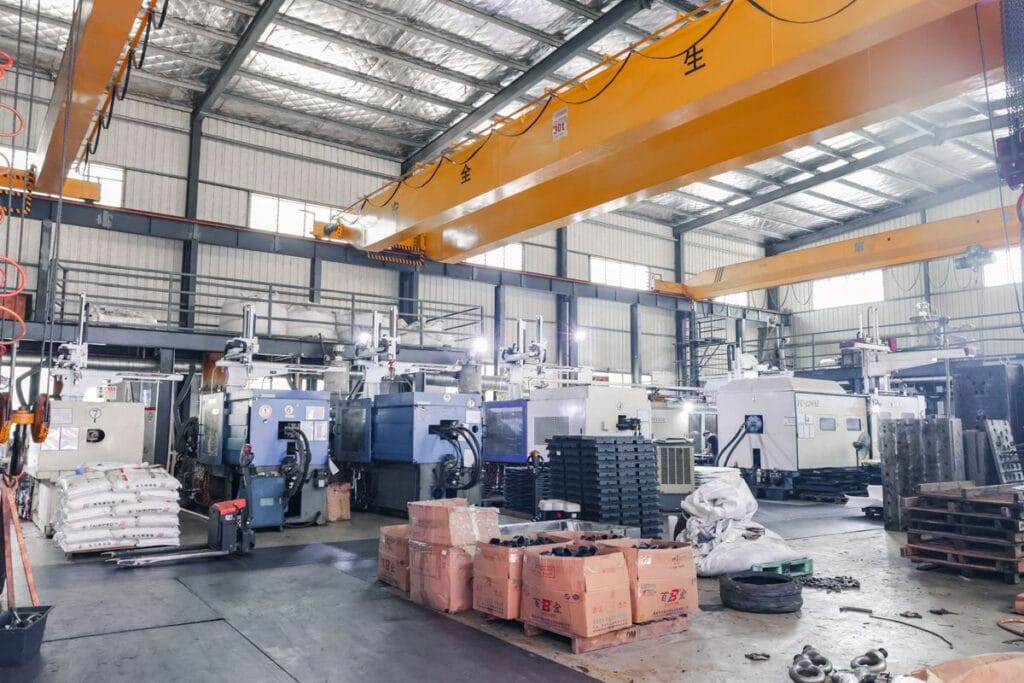 injection molding machines factory production floor