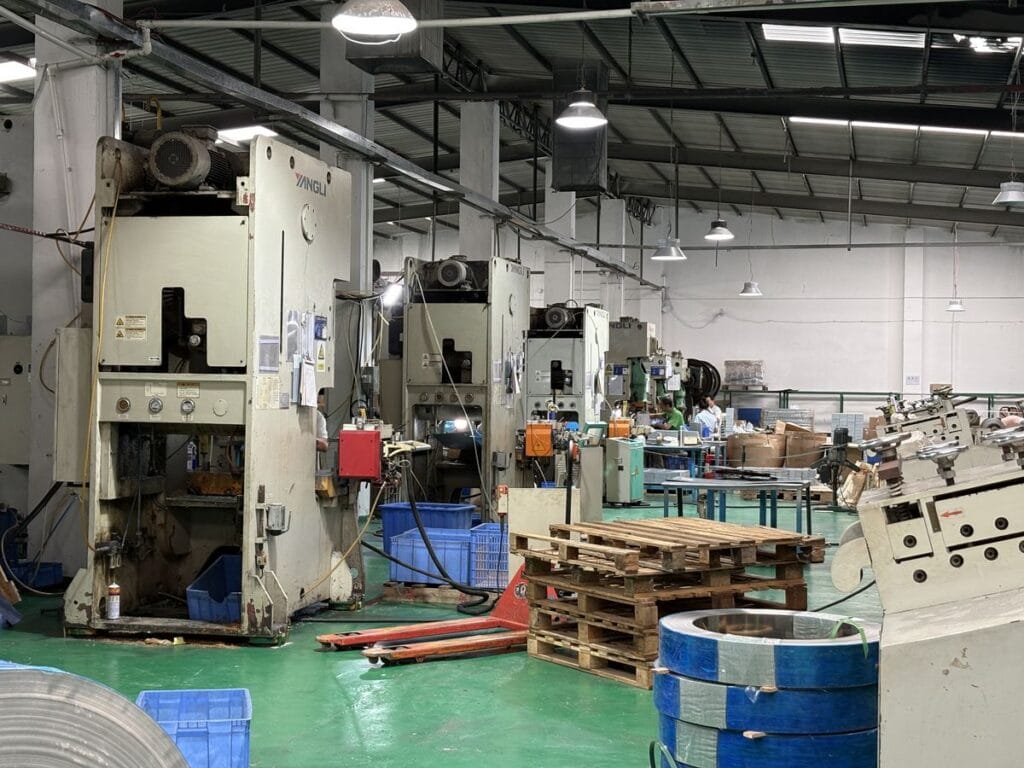 metal stamping factory presses pallets coils