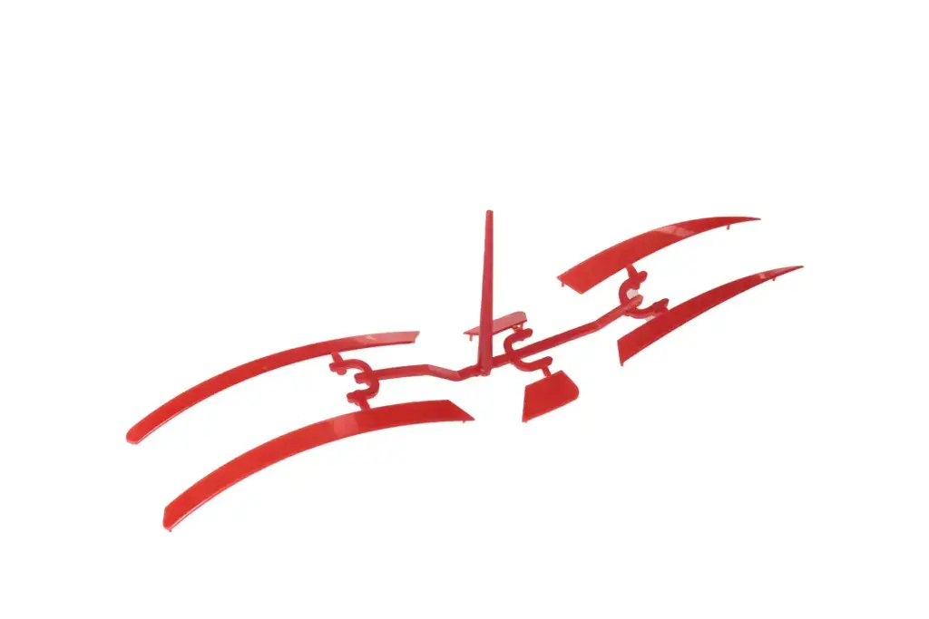 red plastic automotive trim sprue