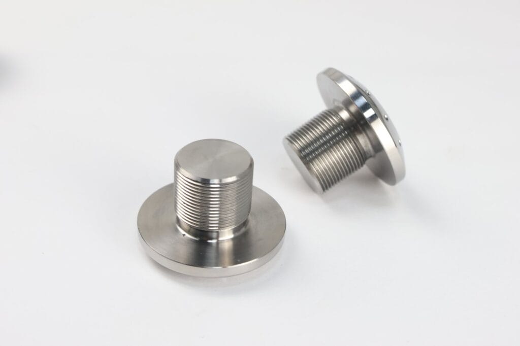 stainless steel cnc turned flanged threaded plugs pair
