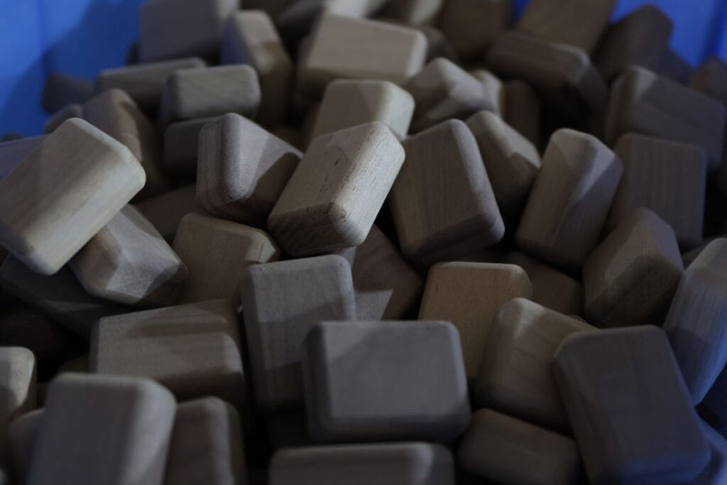 wood blocks rounded edges light brown