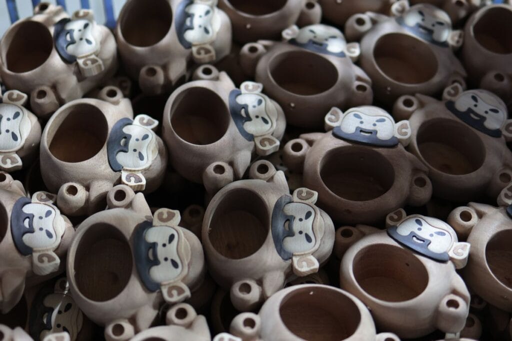 wood monkey cups carved craft